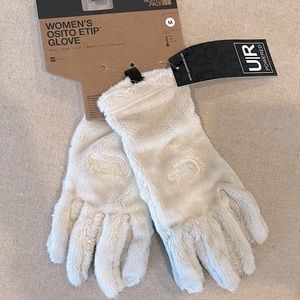 The North Face, Womens Osito Etip Glove, size M, vintage white fleece